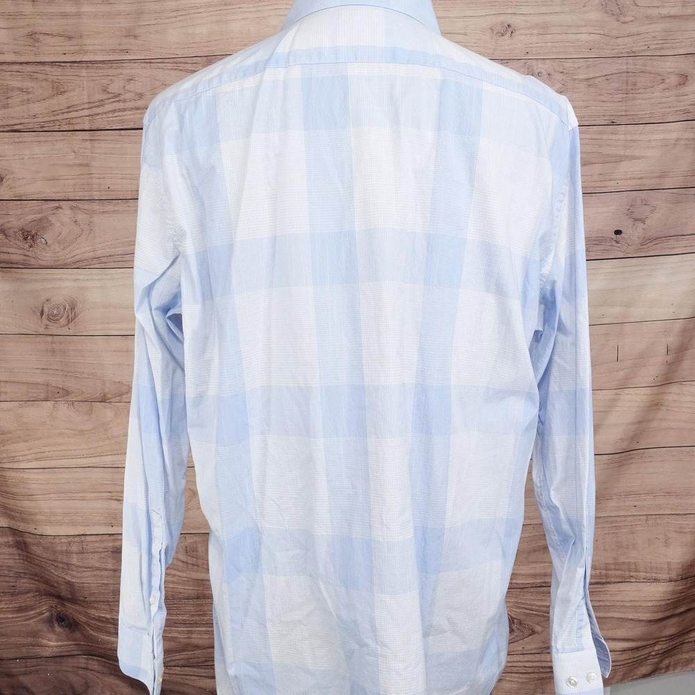 APT 9 Shirt Mens XL 17-17.5 34/35 Blue Plaid Button-Up Slim Fit Premier Flex - Picture 4 of 8